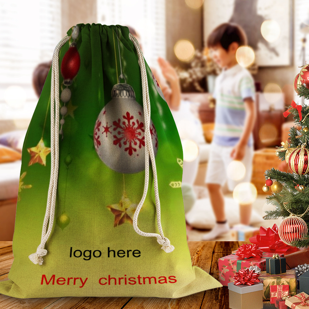 Personalized Christmas Cotton Linen Gift Bag